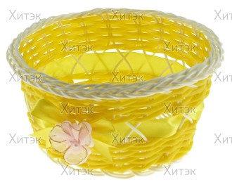 Корзинка декоративная Желтая с бусиной и бантом 8*16*16см*
